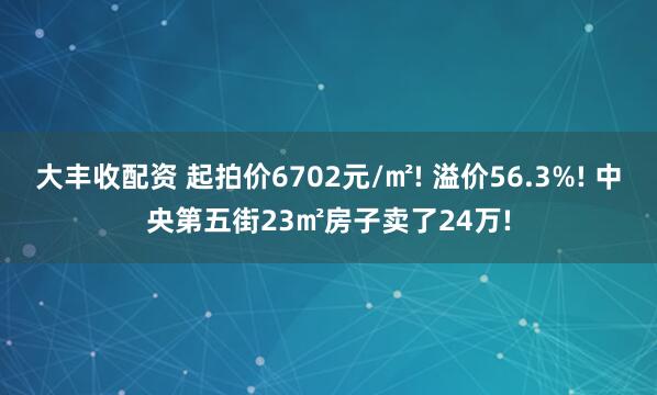大丰收配资 起拍价6702元/㎡! 溢价56.3%! 中央第五街23㎡房子卖了24万!
